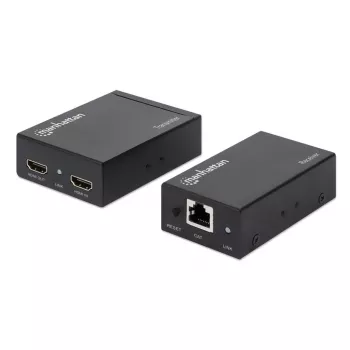 Manhattan HDMI 1080p signāla pagarinātāja komplekts caur Ethernet, līdz 50 m ar vienu Cat6 kabeli, raidītāja un uztvērēja moduļi, IS atbalsts, trīs gadu garantija