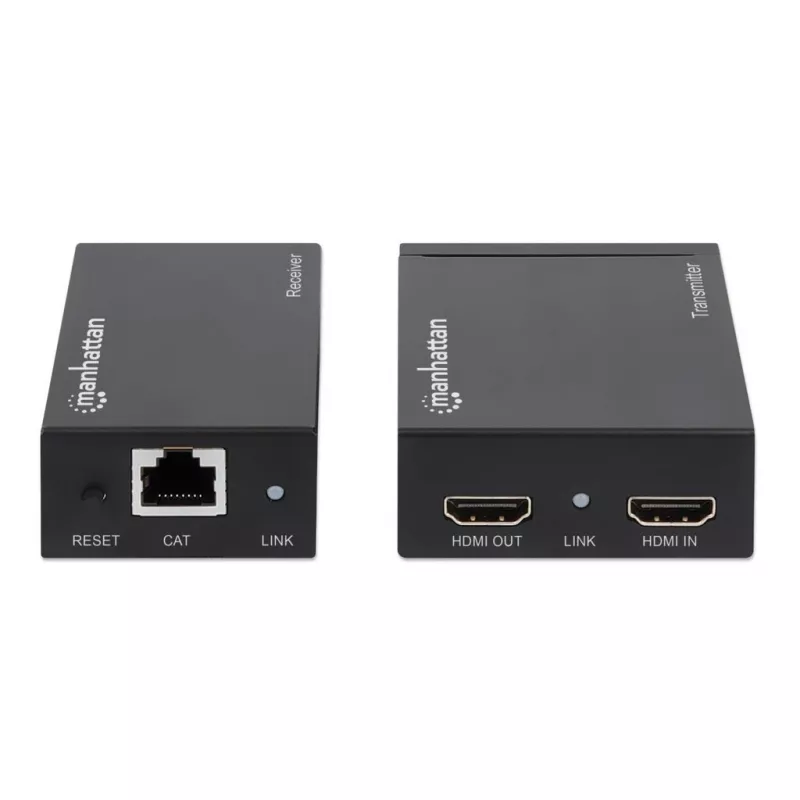 Manhattan HDMI 1080p signāla pagarinātāja komplekts caur Ethernet, līdz 50 m ar vienu Cat6 kabeli, raidītāja un uztvērēja moduļi, IS atbalsts, trīs gadu garantija