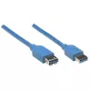 USB-A uz USB-A pagarinātāja kabelis Manhattan 2m vīrišķais uz sievišķo Zils