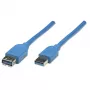 USB-A uz USB-A pagarinātāja kabelis Manhattan 2m vīrišķais uz sievišķo Zils