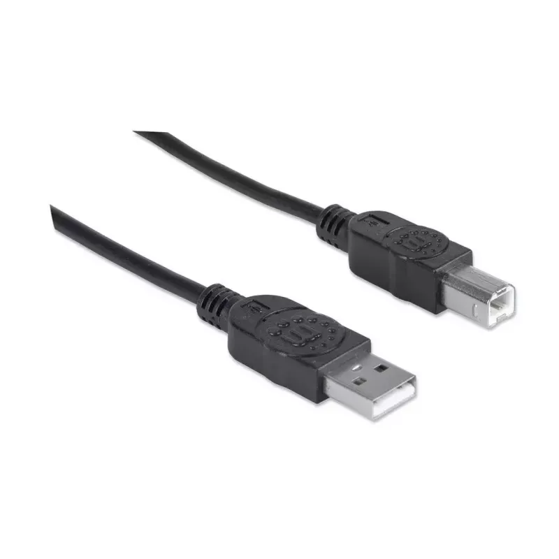 USB-A uz USB-B kabelis Manhattan 333368 1,8 m vīr. pret vīr. melns