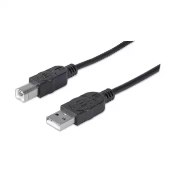 USB-A uz USB-B kabelis Manhattan 333368 1,8 m vīr. pret vīr. melns