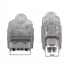 USB-A uz USB-B kabelis Manhattan 345408 5 m vīrietis uz vīrieti sudraba