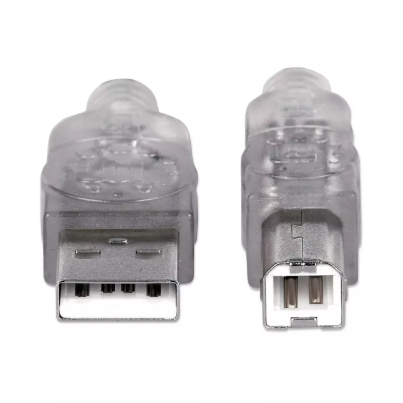 USB-A uz USB-B kabelis Manhattan 345408 5 m vīrietis uz vīrieti sudraba