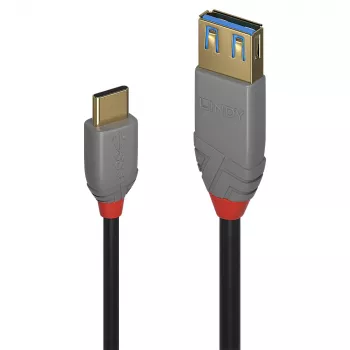 Lindy 0,15 m USB 3.2 Type-C uz A adaptera kabelis, 10 Gbps, Anthra Line