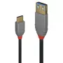 Lindy 0,15 m USB 3.2 Type-C uz A adaptera kabelis, 10 Gbps, Anthra Line