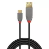Lindy 0,15 m USB 2.0 C tipa uz A adaptera kabelis, Anthra Line, 0,15 m, USB A, USB C, USB 2.0, 0,48 Gbit/s, melns, pelēks
