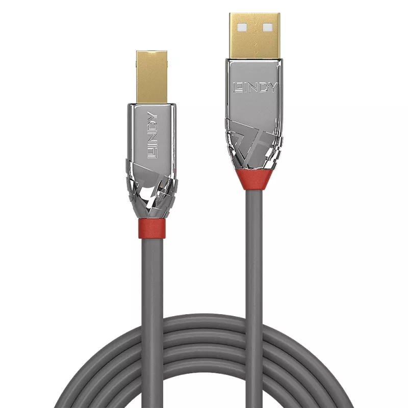 Lindy 1 m USB 2.0 tipa A uz B kabelis, Cromo Line
