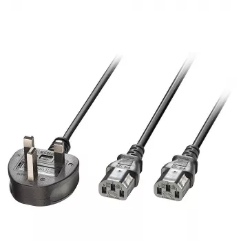 Strāvas kabelis MicroConnect PE090425Y, H05VV-F 2,5 m, 2 x C13 sakabe, 250 V 13 A, melns