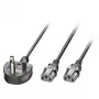 Strāvas kabelis MicroConnect PE090425Y, H05VV-F 2,5 m, 2 x C13 sakabe, 250 V 13 A, melns
