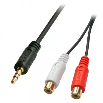Lindy 0.25m AV adaptera kabelis - 3.5mm vīrišķais uz 2 x RCA sievišķā