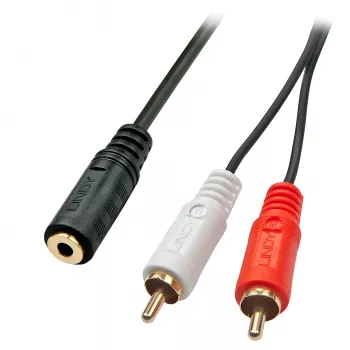 Lindy 0,25 m AV adaptera kabelis - 3,5 mm ligzda uz 2 x RCA spraudnis