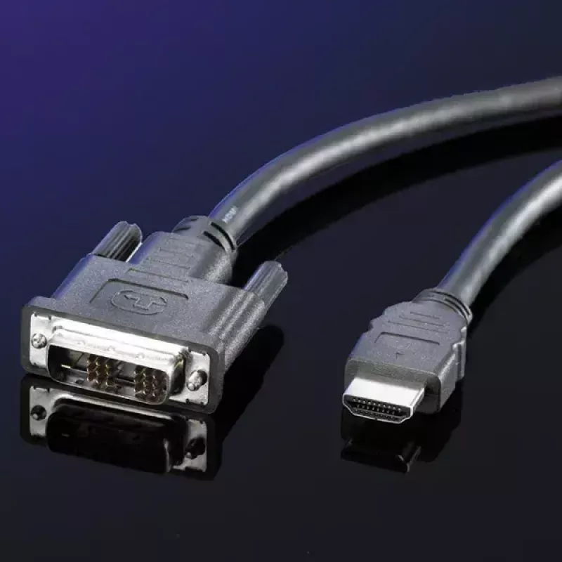 DVI kabelis ROLINE DVI (18+1) V - HDMI V 2 m