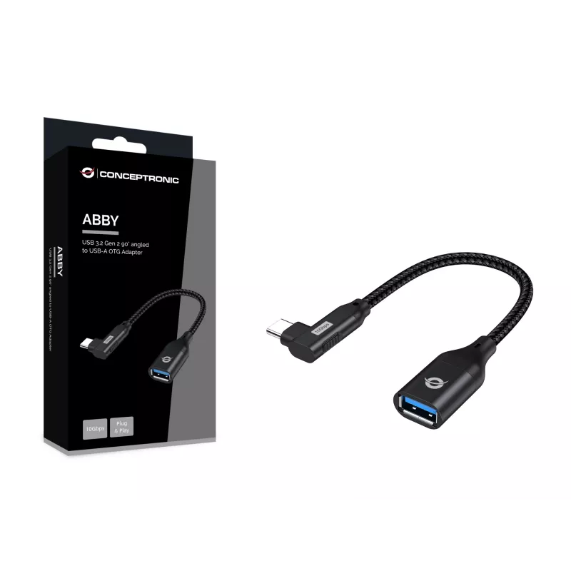 Conceptronic ABBY19B USB 3.2 Gen 2 90° leņķveida uz USB-A OTG adapteris