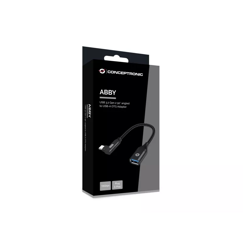 Conceptronic ABBY19B USB 3.2 Gen 2 90° leņķveida uz USB-A OTG adapteris