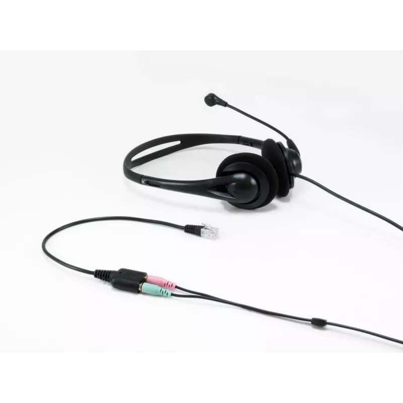 Equip RJ9 uz 3,5 mm austiņu audio adapteris, melns, 0,25 m