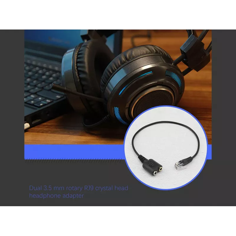Equip RJ9 uz 3,5 mm austiņu audio adapteris, melns, 0,25 m