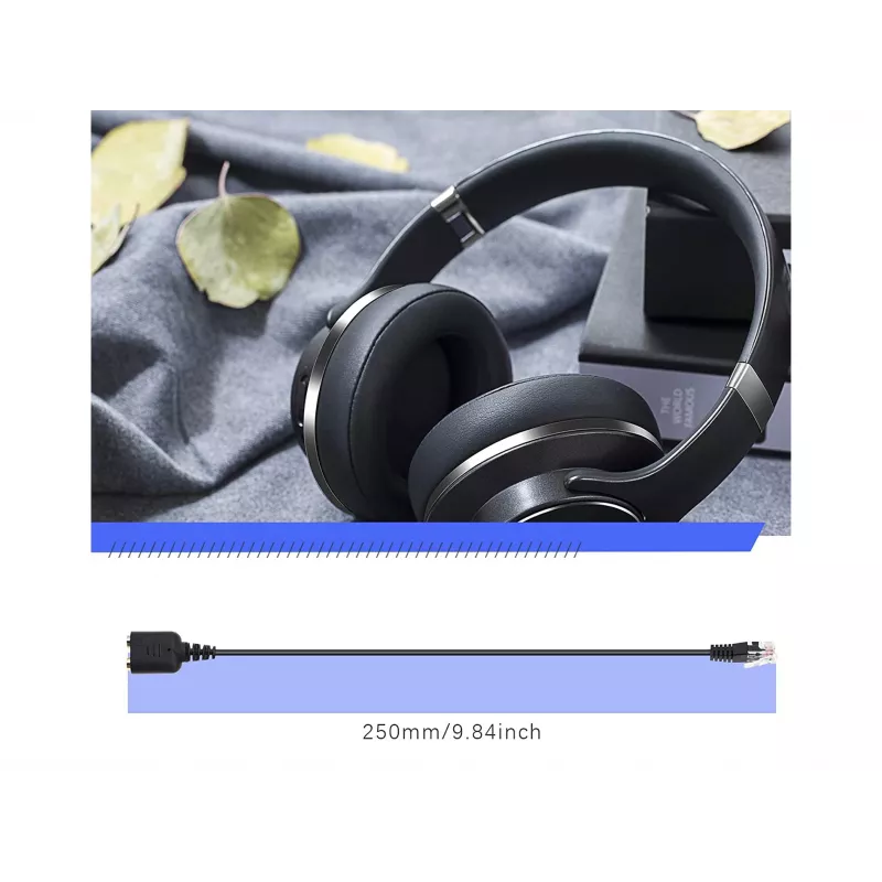 Equip RJ9 uz 3,5 mm austiņu audio adapteris, melns, 0,25 m