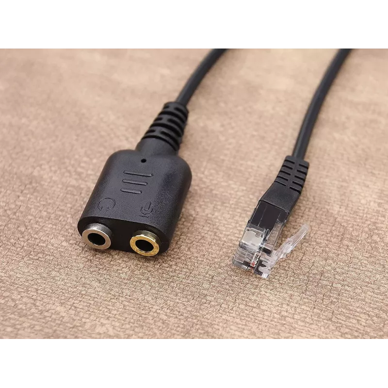 Equip RJ9 uz 3,5 mm austiņu audio adapteris, melns, 0,25 m