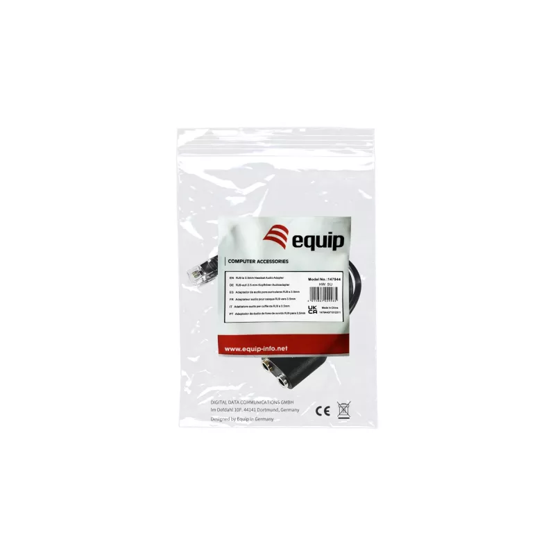 Equip RJ9 uz 3,5 mm austiņu audio adapteris, melns, 0,25 m