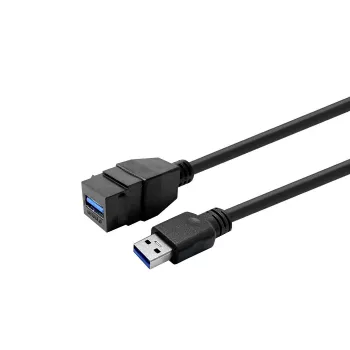 USB 3.0 Type-A sieviešu uz Type-A sieviešu keystone ieliktnis, VivoLink PROKEYUSB3AFM3B, melns