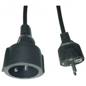 Strāvas pagarinātājs MicroConnect MC-PE0500FRB 500 cm ar ES spraudni, melns