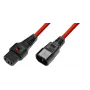 Microconnect MC-C13C14LOCK-2M strāvas kabelis, sarkans, C13 savienotājs, C14 savienotājs