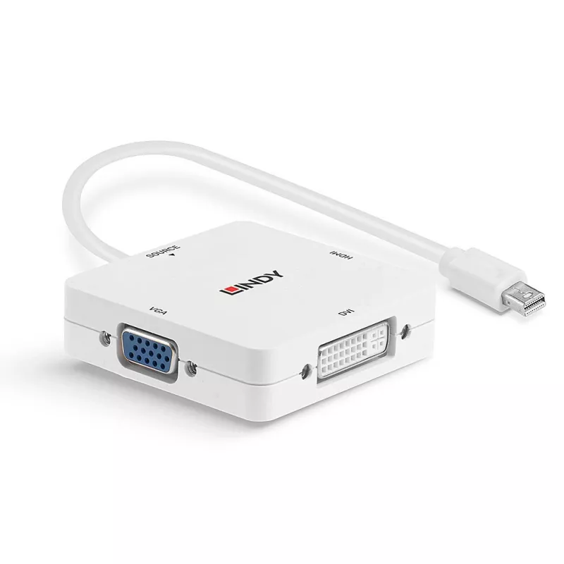 Lindy Mini DisplayPort 1.2 uz HDMI 1.4, DVI un VGA pārveidotājs