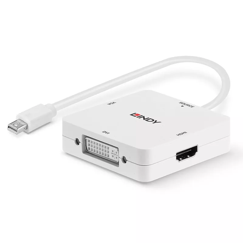 Lindy Mini DisplayPort 1.2 uz HDMI 1.4, DVI un VGA pārveidotājs