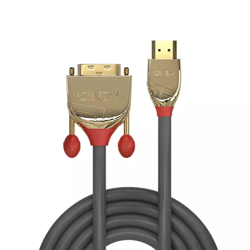 Lindy 0,5 m HDMI–DVI-D kabelis, Gold Line