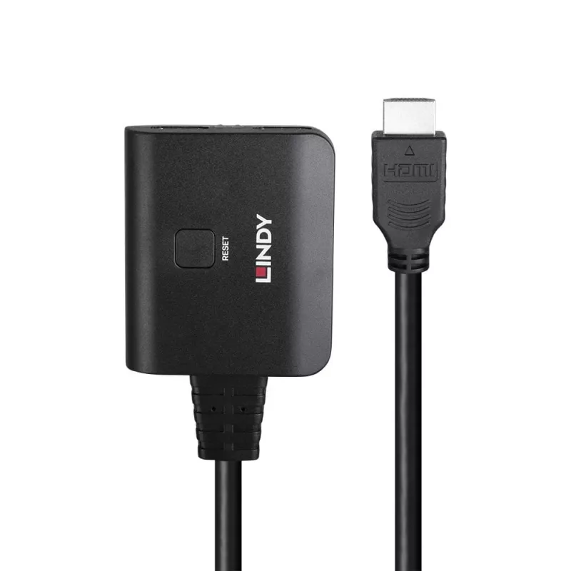 Lindy 2 Port HDMI 4K60 Splitter kabelis Melns 3840x2160