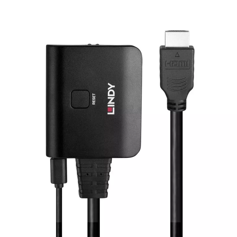 Lindy 2 Port HDMI 4K60 Splitter kabelis Melns 3840x2160