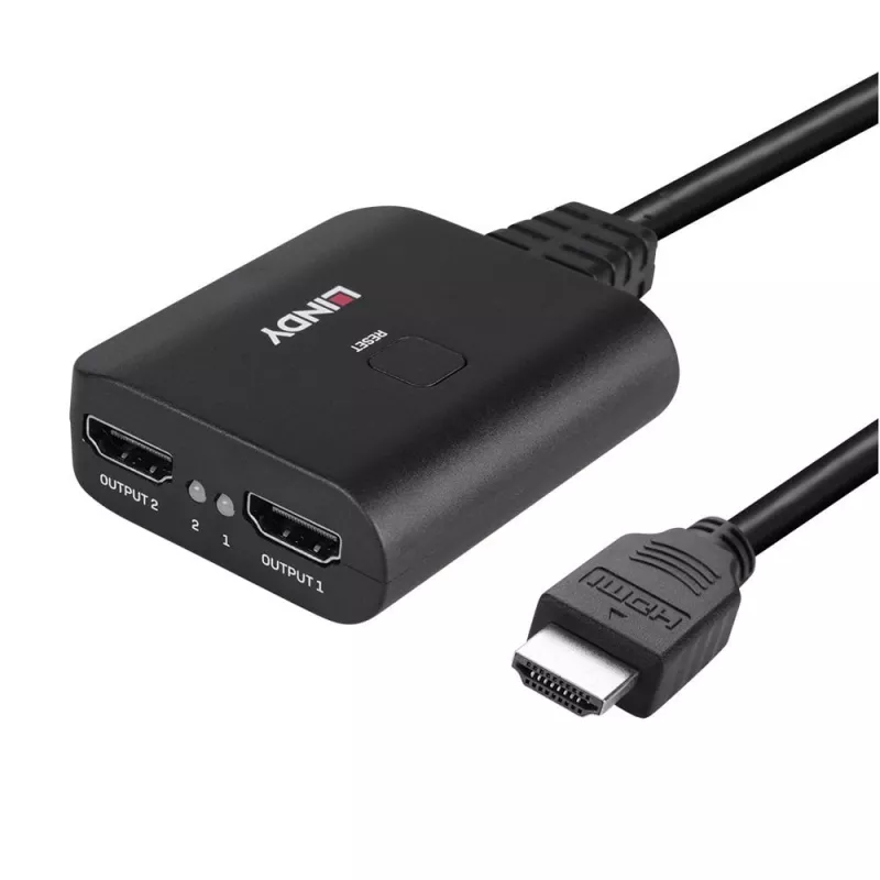 Lindy 2 Port HDMI 4K60 Splitter kabelis Melns 3840x2160