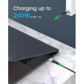 Manhattan USB-C uz USB-C kabelis 240 W 2 m vīr. uz vīr. melns 480 Mb/s