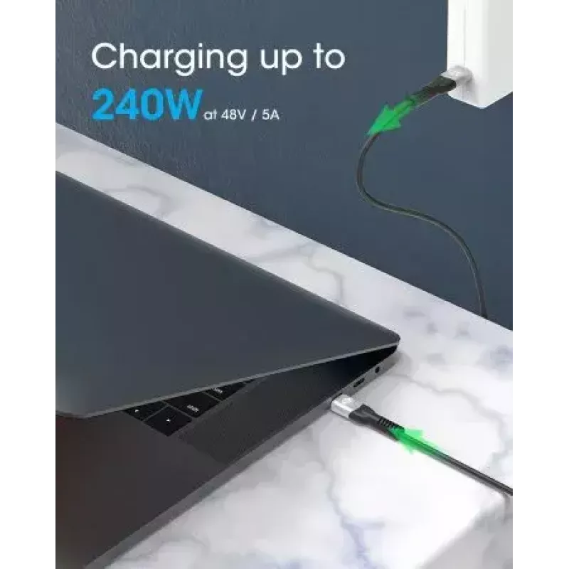 Manhattan USB-C uz USB-C kabelis 240 W 2 m vīr. uz vīr. melns 480 Mb/s