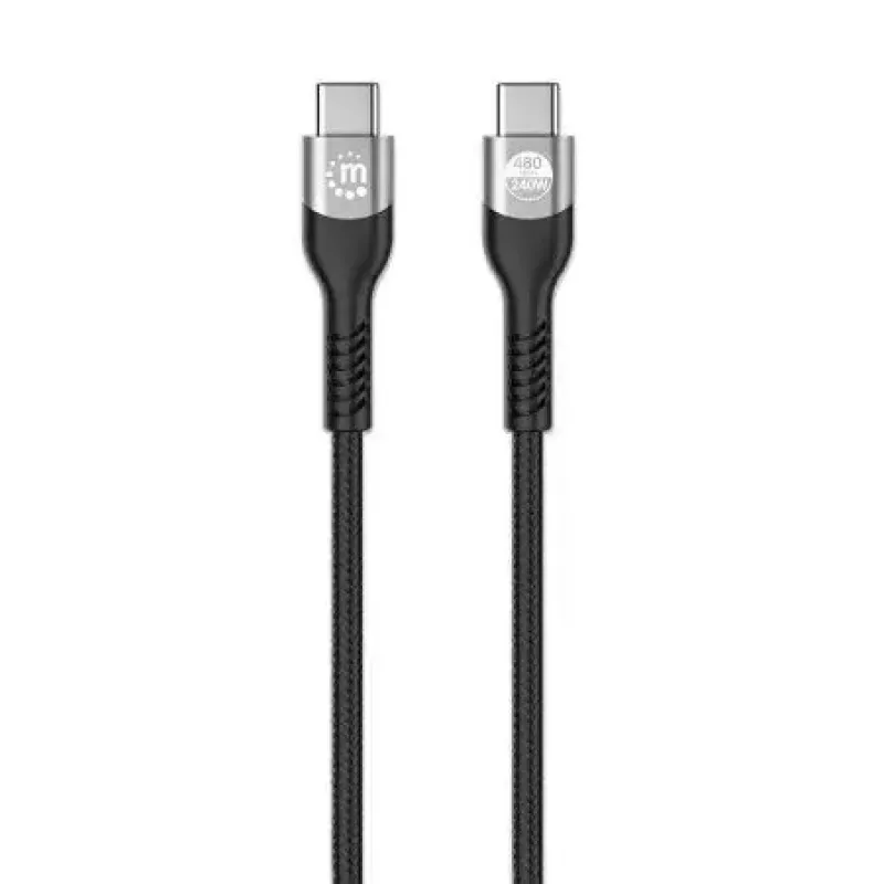 Manhattan USB-C uz USB-C kabelis 240 W 2 m vīr. uz vīr. melns 480 Mb/s