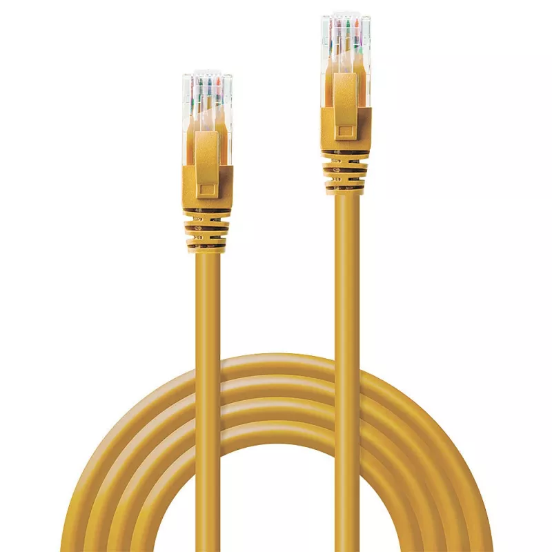 Lindy 5m Cat.6 U/UTP tīkla kabelis, dzeltens