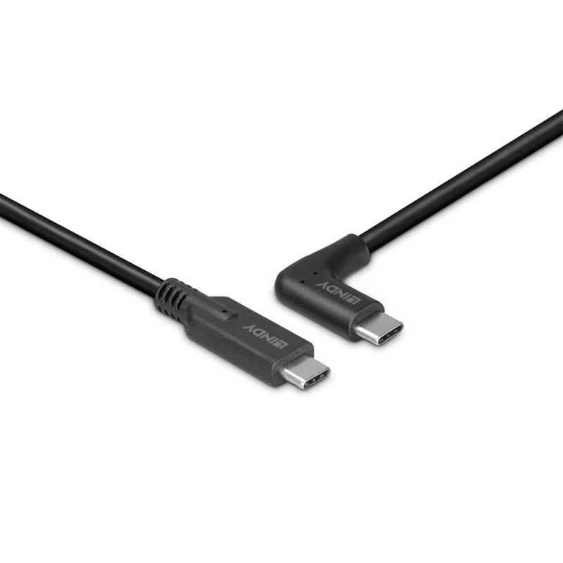 Lindy 0,5 m USB 3.2 taisns USB-C uz taisnleņķa USB-C kabelis, 10 Gbps