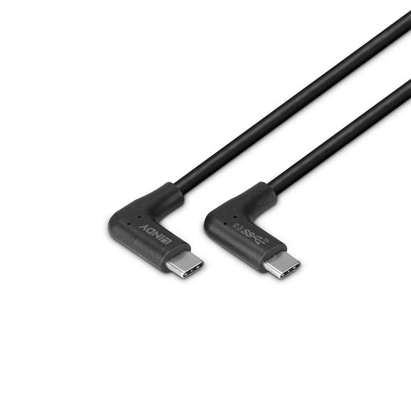 Lindy 0,5 m USB 3.2 leņķveida USB-C uz leņķveida USB-C kabelis, 10 Gbps