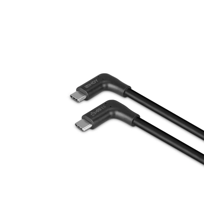 Lindy 1 m USB 3.2 leņķveida USB-C uz leņķveida USB-C kabelis, 10 Gbps