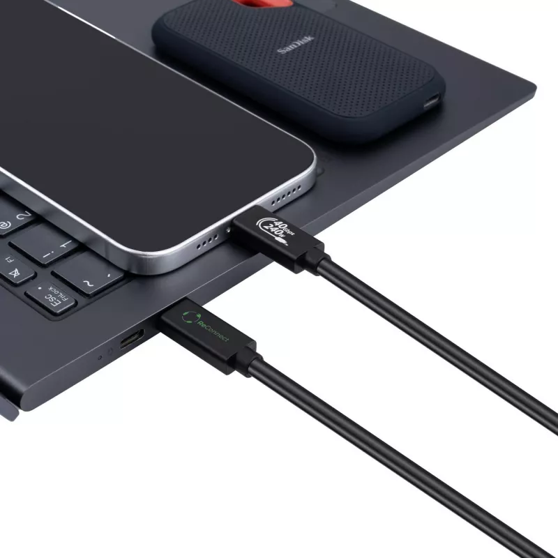 USB4 kabelis MicroConnect ReConnect ECO-USB4CC1 — USB4 datu/uzlādes kabelis (modelis ECO-USB4CC1)