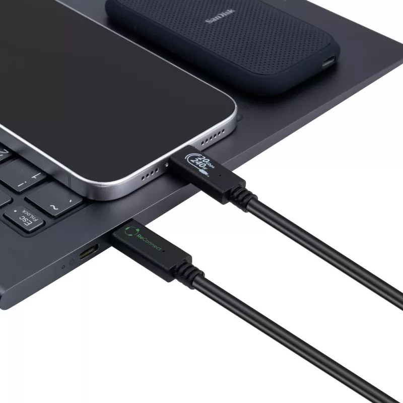 Microconnect ECO-USB3.2CC2 USB kabelis USB 3.2 Gen 2x2 2 m USB C Melns