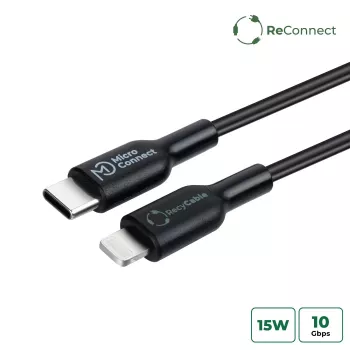 Microconnect ECO-USB3.1CL1 Lightning kabelis 1 m, melns, USB C savienotājs