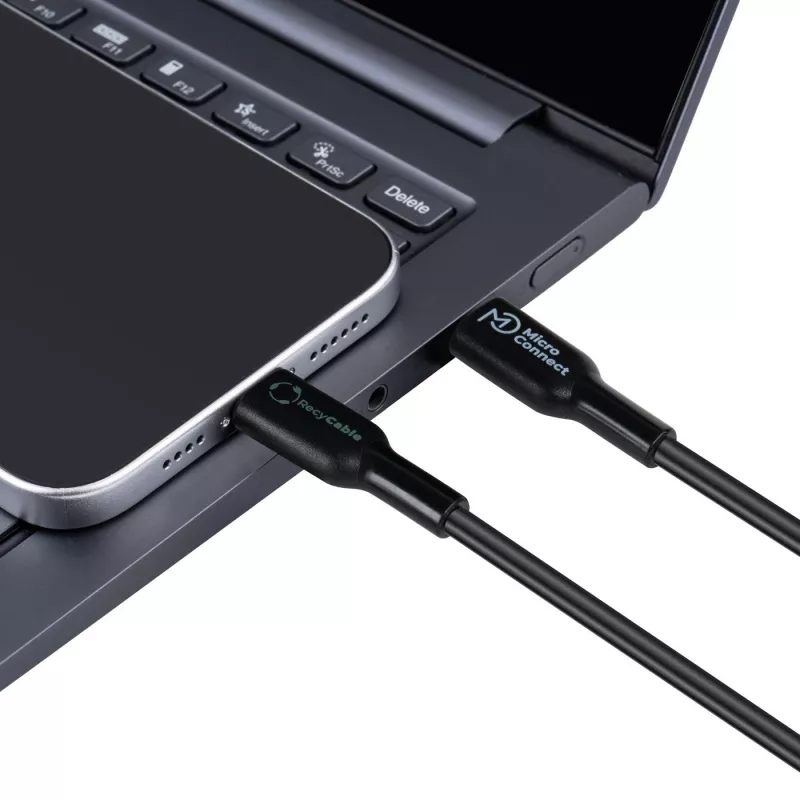 Microconnect ECO-USB3.1CL1 Lightning kabelis 1 m, melns, USB C savienotājs