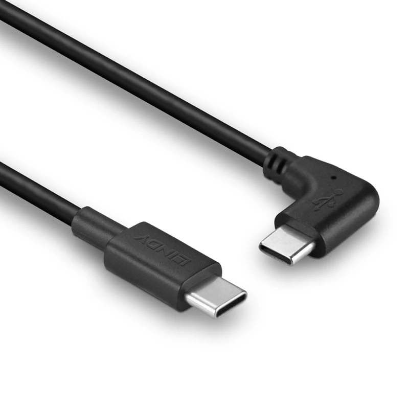 Lindy 1m USB 2.0 taisna USB-C uz taisnleņķa USB-C kabelis