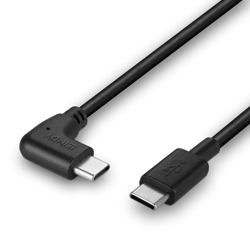 Lindy 1m USB 2.0 taisna USB-C uz taisnleņķa USB-C kabelis