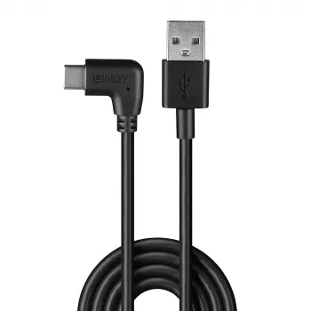 USB kabelis Lindy 32000 — USB 2.0, USB-A uz USB-C, 0,5 m, melns