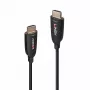 Lindy 100m šķiedru optikas hibrīda HDMI 8K60 kabelis 48 Gbit/s melns