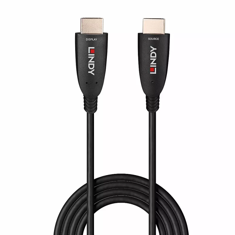 Lindy 100m šķiedru optikas hibrīda HDMI 8K60 kabelis 48 Gbit/s melns