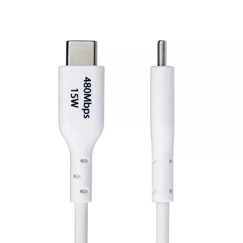 StarTech.com 1 m USB-A uz USB-C uzlādes kabelis, lādēšana un sinhronizācija, 3A, USB 2.0, TPE apvalks – balts USB uzlādes vads